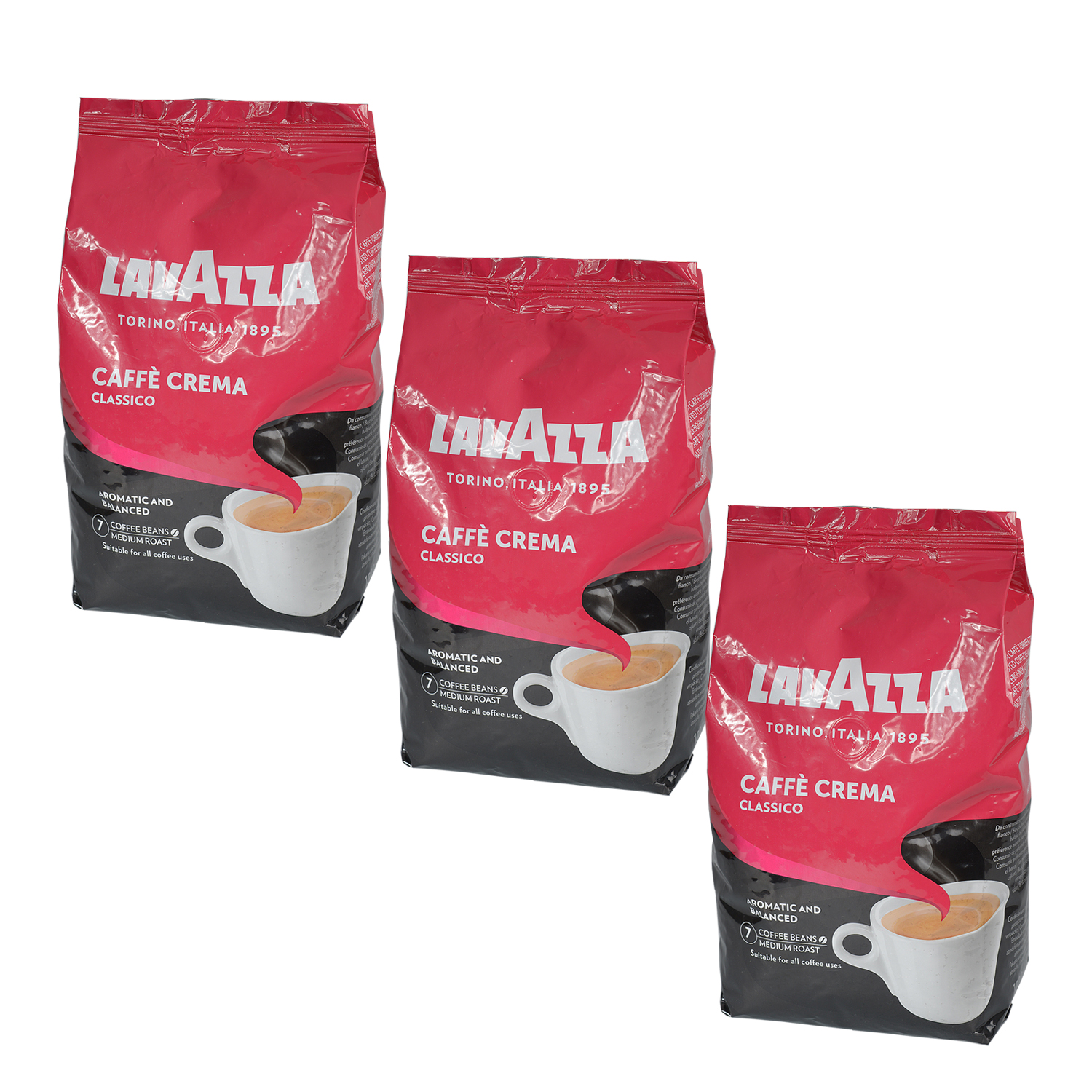 3 x LAVAZZA Caffe Crema Classico Kaffee in ganzen Bohnen